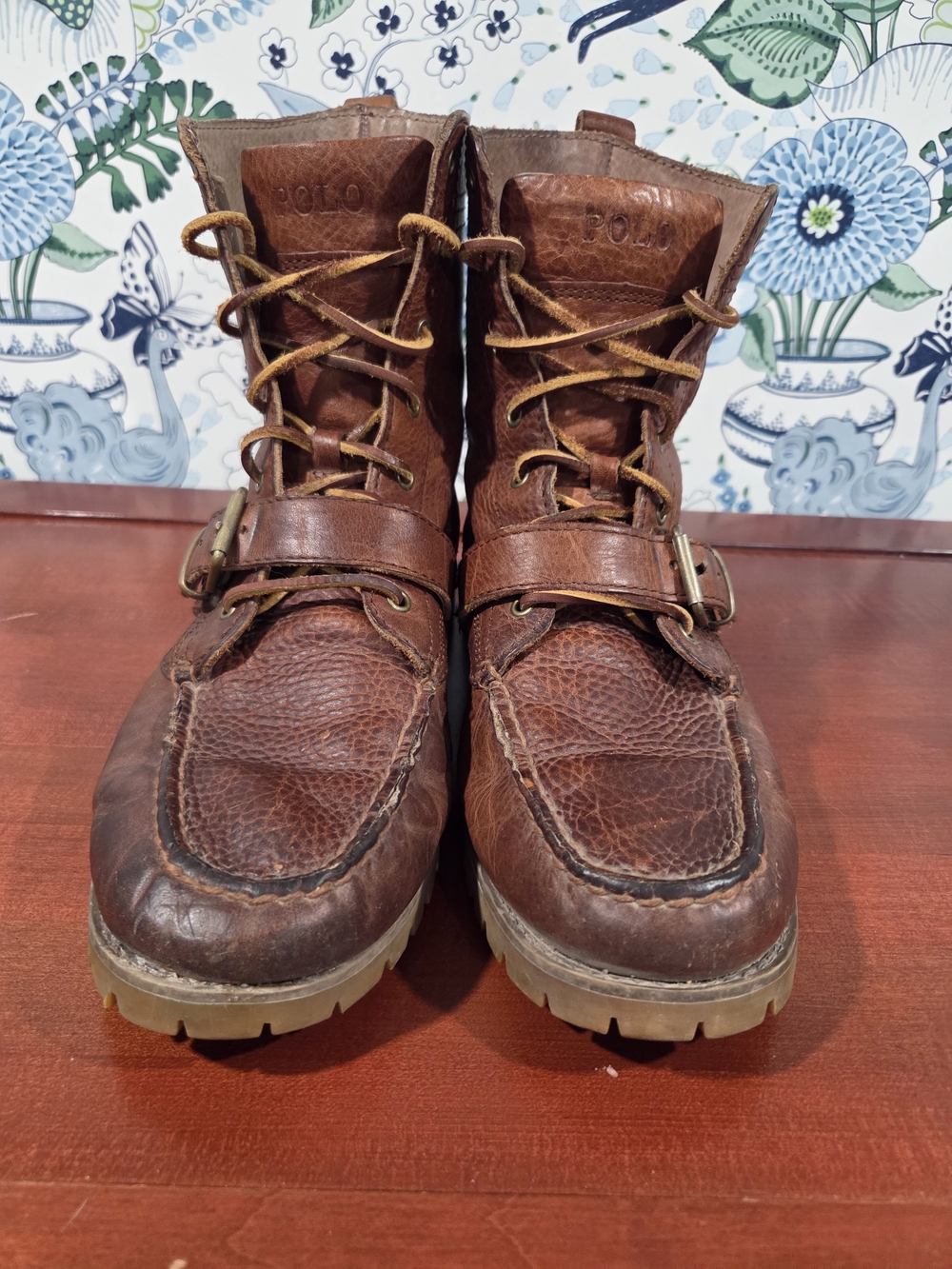 Vintage Polo Ralph Lauren Ranger Leather Boots 9.5 Brown Y2K